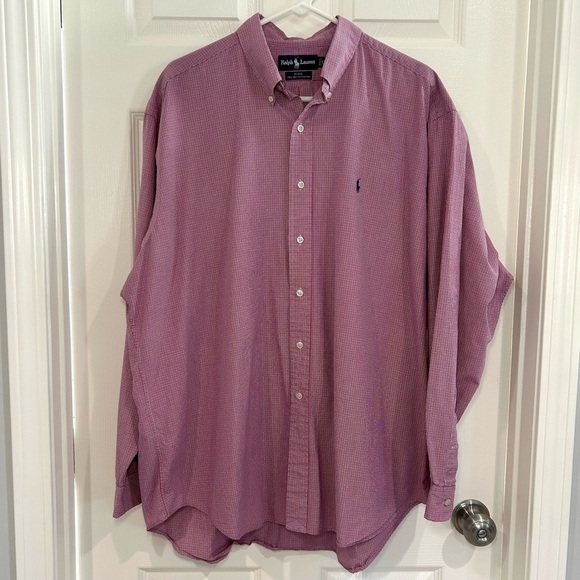 Ralph Lauren Mens Blake Red Blue Plaid Long Sleeve Button Up Shirt Sz XL Preppy - Picture 1 of 11